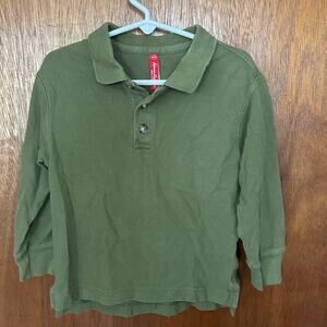 Hanna Andersson Boys Army Green Long Sleeve Polo 4T (100 cm)